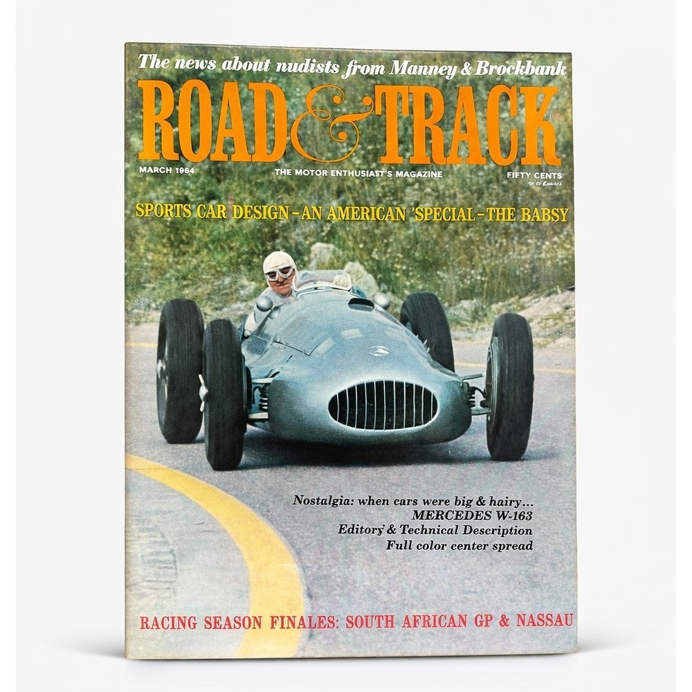 Vintage Road & Track Magazine March 1964 Mercedes W-163 Bobsy South‎ African GP